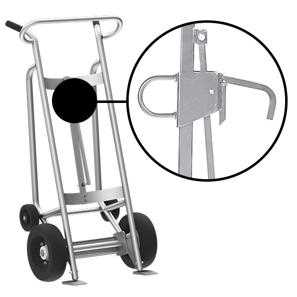 4-Wheel Drum Hand Truck, Aluminum, Pneumatic Wheels, Hand Brake, Locking Cover Chime Hook