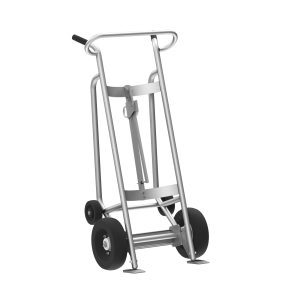 4-Wheel Drum Hand Truck, Aluminum, Pneumatic Wheels, Hand Brake