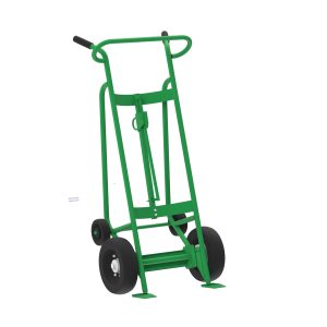 4-Wheel Drum Hand Truck, Steel, Pneumatic Wheels, Hand Brake