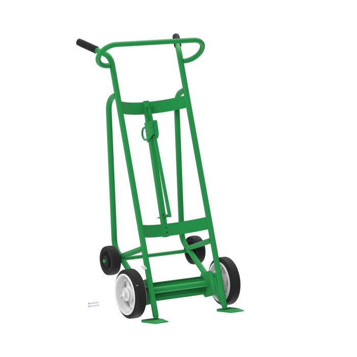 4-Wheel Drum Hand Truck, Steel, Solid Rubber Wheels, Hand Brake