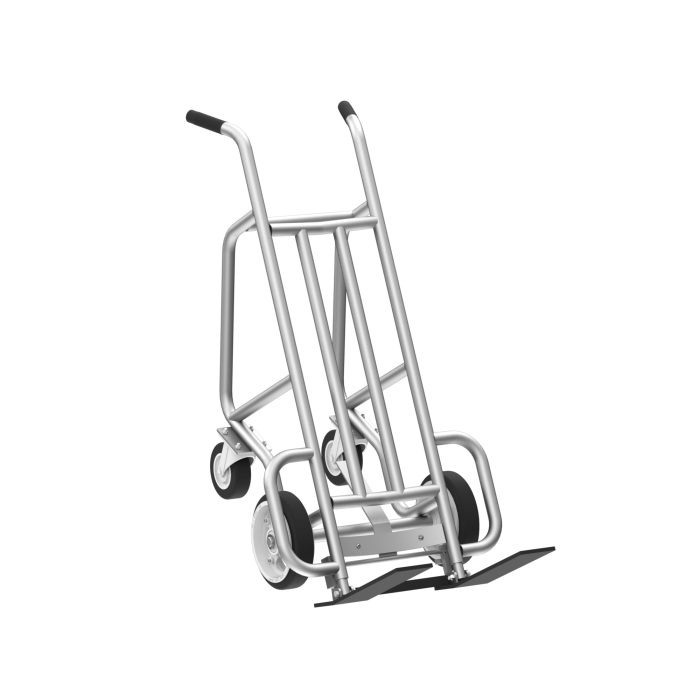 4-Wheel Pallet Hand Truck, Aluminum, Solid Rubber Wheels