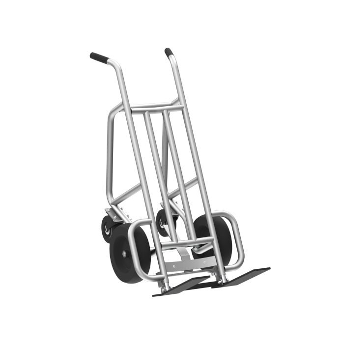 4-Wheel Pallet Hand Truck, Aluminum, Pneumatic Wheels