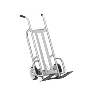 2-Wheel Pallet Hand Truck, Aluminum, Solid Rubber Wheels, Hand Brake