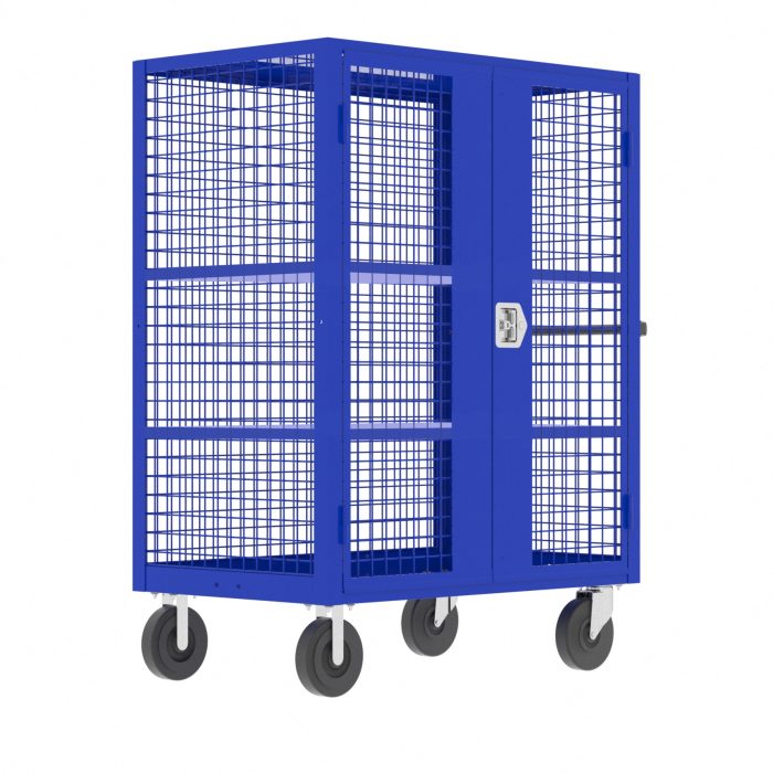 Security Cart, 48x30", (2) Shelves, Blue