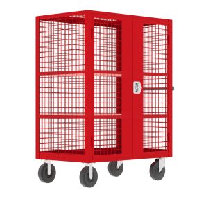 Security Cart, 48x30", (2) Shelves, Red