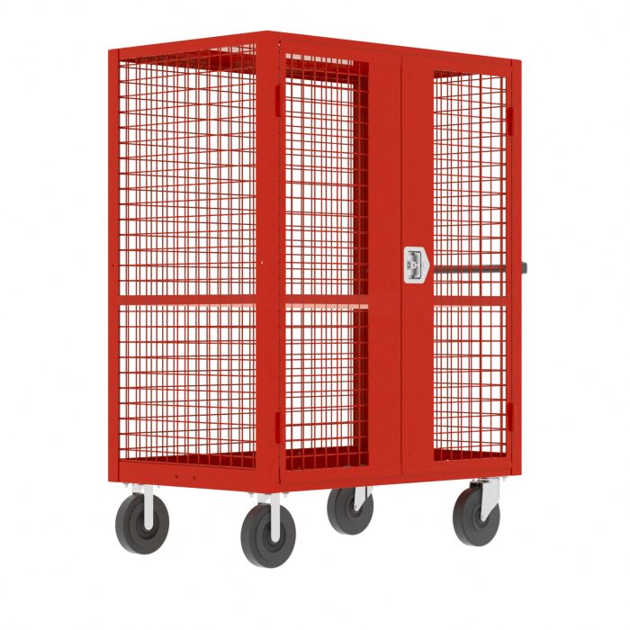 Security Cart, 48x24", (1) Shelf, Red