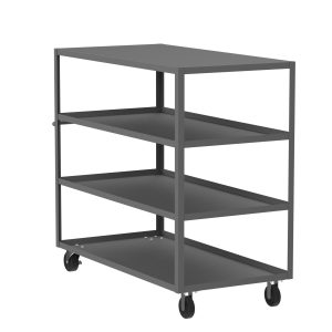 4-Shelf 12 Gauge Utility Cart, 60x30", Flat Top, Gray