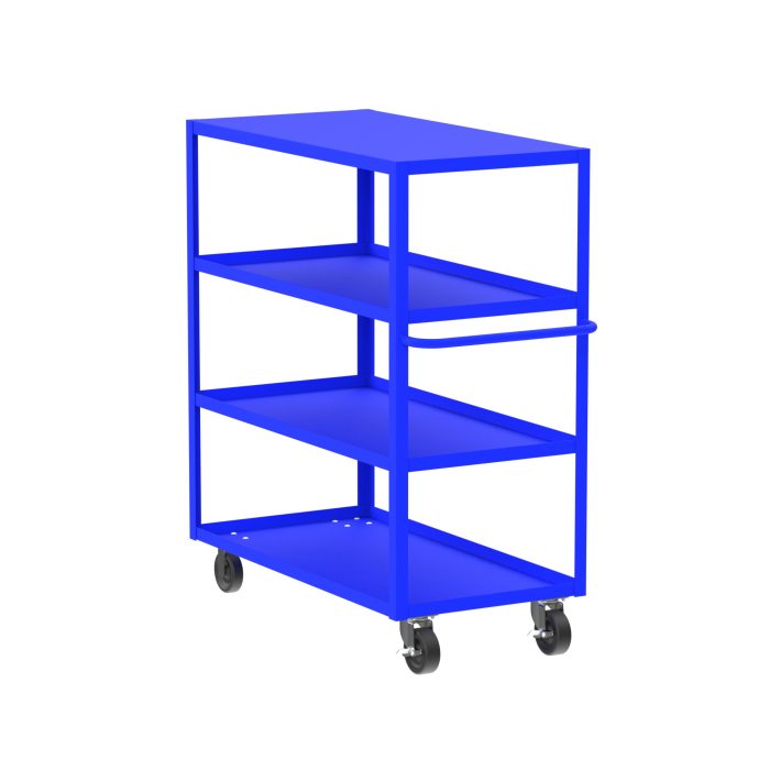 4-Shelf 12 Gauge Utility Cart, 48x24", Flat Top, Blue