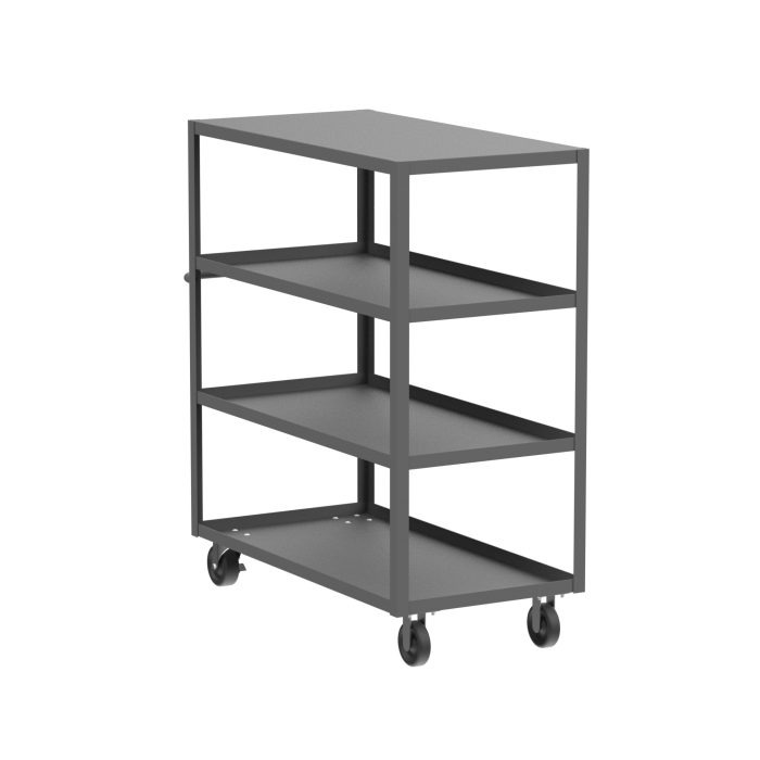 4-Shelf 12 Gauge Utility Cart, 48x24", Flat Top, Gray