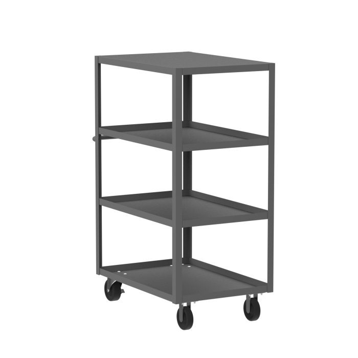 4-Shelf 12 Gauge Utility Cart, 36x24", Flat Top, Gray