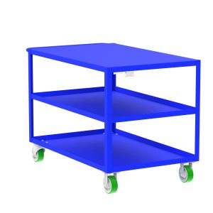 3-Shelf 12 Gauge Utility Cart, 48x30", Flat Top, Blue