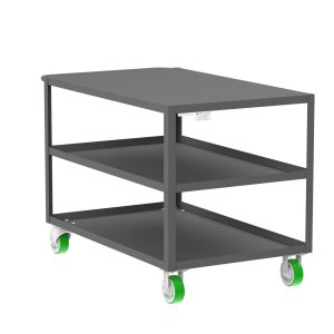 3-Shelf 12 Gauge Utility Cart, 48x30", Flat Top, Gray