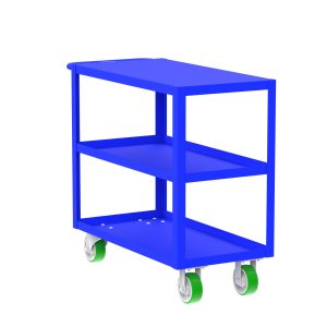 3-Shelf 12 Gauge Utility Cart, 36x18", Flat Top, Blue