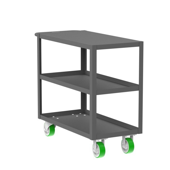 3-Shelf 12 Gauge Utility Cart, 36x18", Flat Top, Gray