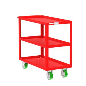 3-Shelf 12 Gauge Utility Cart, 36x18", Red