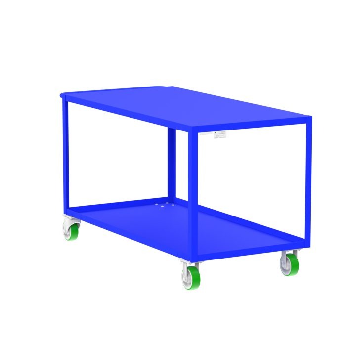 2-Shelf 12 Gauge Utility Cart, 60x30", Flat Top, Blue