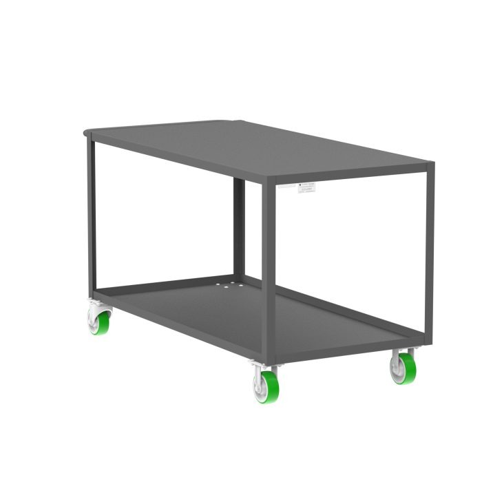 2-Shelf 12 Gauge Utility Cart, 60x30", Flat Top, Gray
