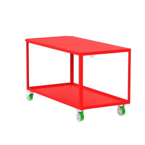 2-Shelf 12 Gauge Utility Cart, 60x30", Flat Top, Red