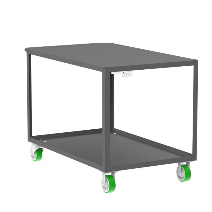 2-Shelf 12 Gauge Utility Cart, 48x30", Flat Top, Gray