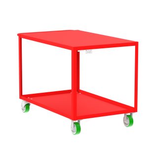 2-Shelf 12 Gauge Utility Cart, 48x30", Flat Top, Red