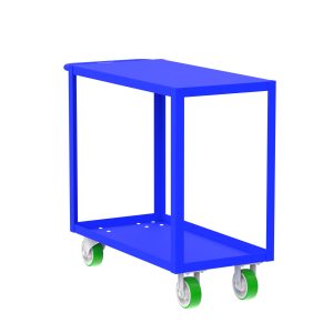 2-Shelf 12 Gauge Utility Cart, 36x18", Flat Top, Blue