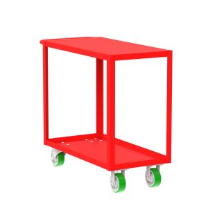 2-Shelf 12 Gauge Utility Cart, 36x18", Flat Top, Red