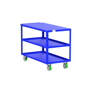 3-Shelf 12 Gauge Utility Cart, 48x24", Flat Top, Blue