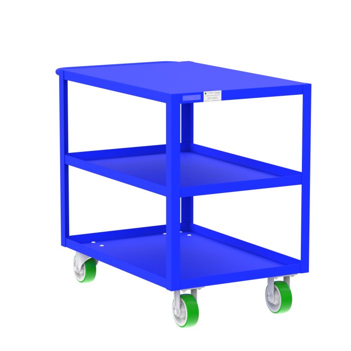 3-Shelf 12 Gauge Utility Cart, 36x24", Flat Top, Blue