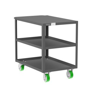 3-Shelf 12 Gauge Utility Cart, 36x24", Flat Top, Gray