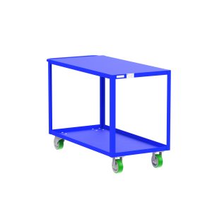 2-Shelf 12 Gauge Utility Cart, 48x24", Flat Top, Blue