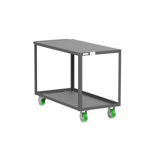 2-Shelf 12 Gauge Utility Cart, 48x24", Flat Top, Gray