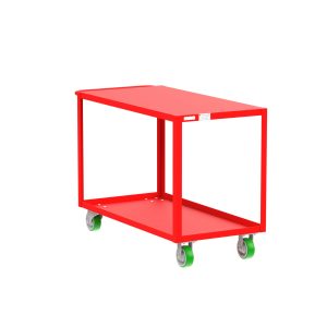 2-Shelf 12 Gauge Utility Cart, 48x24", Flat Top, Red