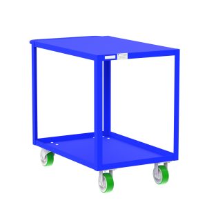 2-Shelf 12 Gauge Utility Cart, 36x24", Flat Top, Blue