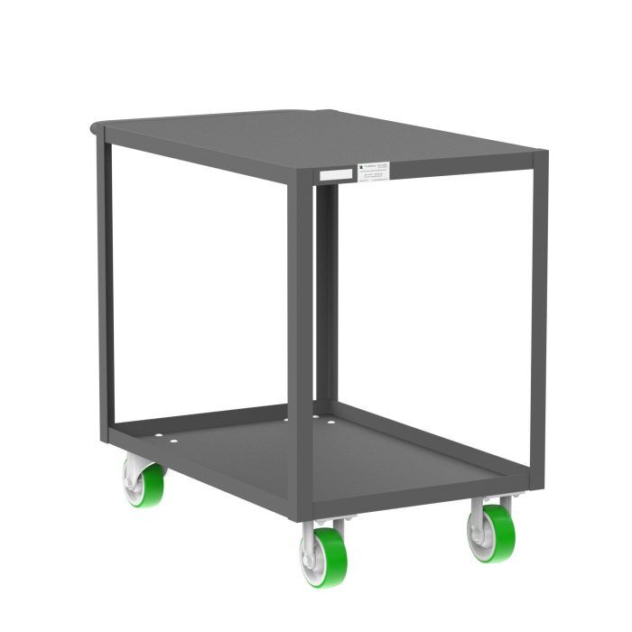 2-Shelf 12 Gauge Utility Cart, 36x24", Flat Top, Gray