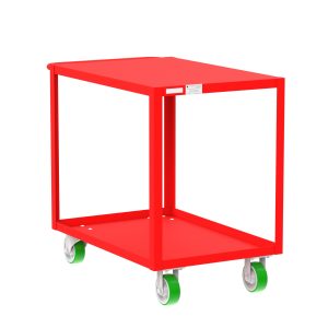 2-Shelf 12 Gauge Utility Cart, 36x24", Flat Top, Red