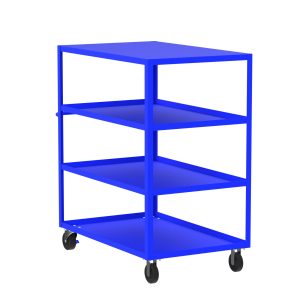 4-Shelf 12 Gauge Utility Cart, 48x30", Flat Top, Blue
