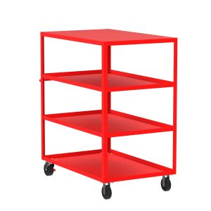4-Shelf 12 Gauge Utility Cart, 48x30", Flat Top, Red