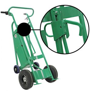 Powered Drum Hand Truck, Pneumatic Wheels, Locking Cover Chime Hook