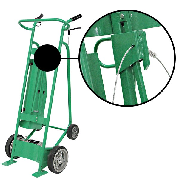 Powered Drum Hand Truck, Solid Rubber Wheels, Security Cable Chime Hook