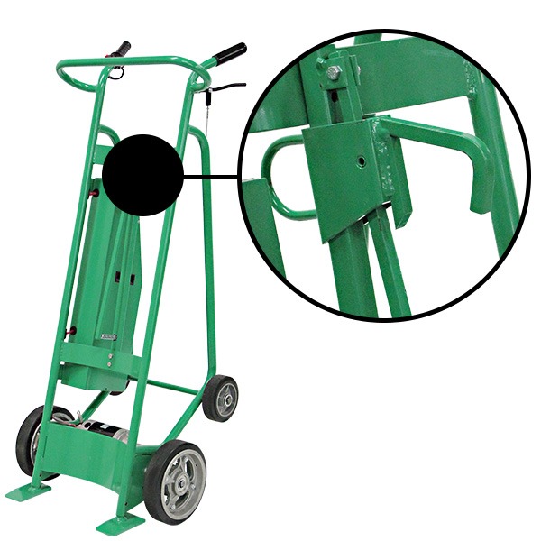 Powered Drum Hand Truck, Solid Rubber Wheels, Locking Cover Chime Hook