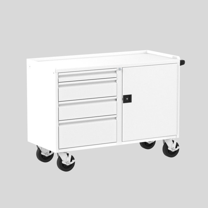 48" Deluxe Mobile Workbench, (4) Drawers (1) Door, White