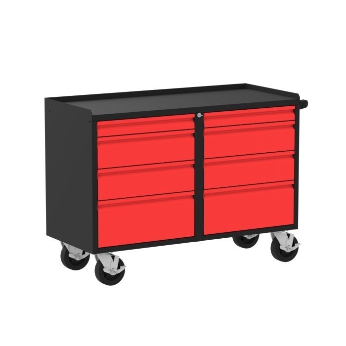 48" Deluxe Mobile Workbench, (8) Drawers, Red/Black