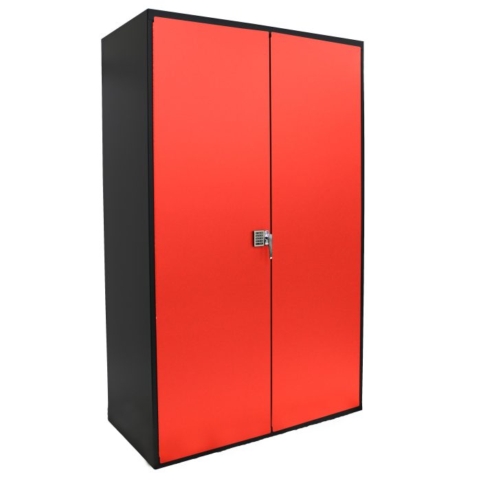 Deluxe Electronic Locking Cabinet, 48x78", Red/Black