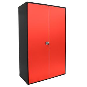 Deluxe Electronic Locking Cabinet, 36x78", Red/Black