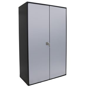 Deluxe Electronic Locking Cabinet, 36x78", Silver/Black