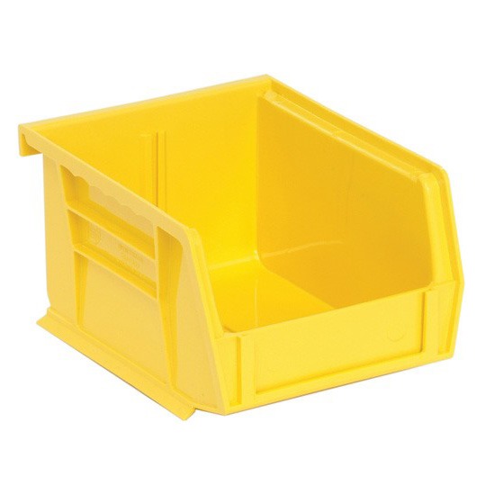 Extra Small (XS) Plastic Bins - Hanging/Stackable, 1 Case (24 Bins), Yellow, 4⅛"W x 5½"D x 3"H