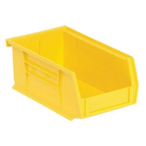 Small (S) Plastic Bins - Hanging/Stackable, 1 Case (24 Bins), Yellow, 4⅛"W x 7½"D x 3"H