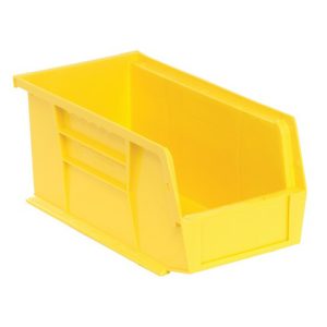 Medium (M) Plastic Bins - Hanging/Stackable, 1 Case (12 Bins), Yellow, 5½"W x 11"D x 5"H