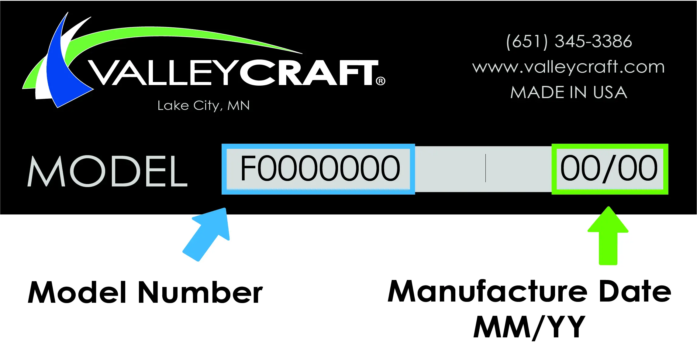 Model Number and Manufacture Date Tag